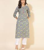 Janasya women's multicolor cotton printed straight kurta