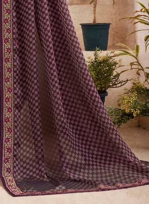 Roop Kashish Multicolor Digital Print Gerogette Saree And Blouse Piece 2