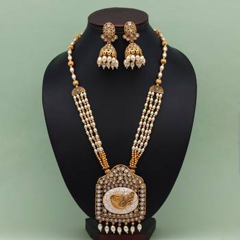 Gold color meena work matte gold temple necklace set 1