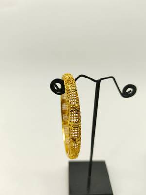 Gold Plated Bangle With Mesh Design 4