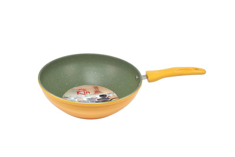 Kinox Non Stick Aluminium Wok Dai 24 Cm, Capacity - 2 ltrs , Yellow and Green