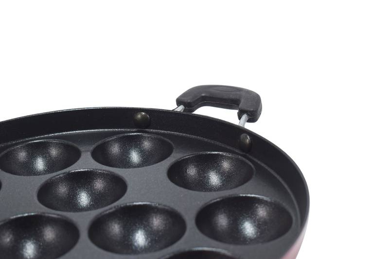 Kinox Dai Cast Non Stick Appe Pan, Non Stick Paniyaram Pan, 12 Cups Paniyarakkal Ceramic Pan, Litti Pan
