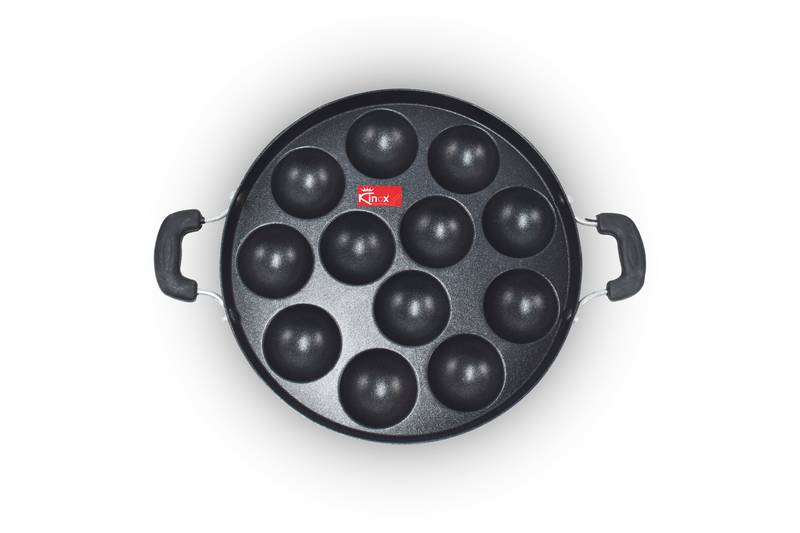Kinox Dai Cast Non Stick Appe Pan, Non Stick Paniyaram Pan, 12 Cups Paniyarakkal Ceramic Pan, Litti Pan