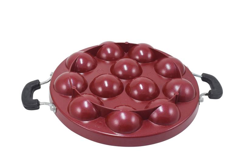 Kinox Dai Cast Non Stick Appe Pan, Non Stick Paniyaram Pan, 12 Cups Paniyarakkal Ceramic Pan, Litti Pan