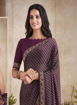Roop Kashish Multicolor Digital Print Gerogette Saree And Blouse Piece 3