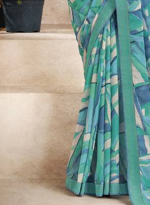 Roop Kashish Multicolor Digital Print Gerogette Saree And Blouse Piece 2