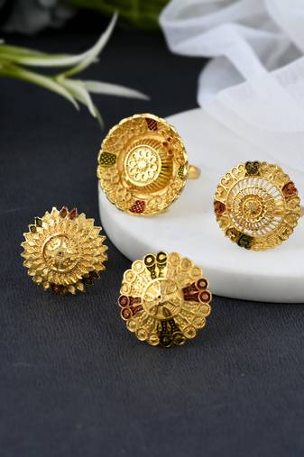 Set of 3 gold plated meenakari angoothi
