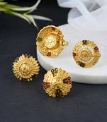 Set of 3 gold plated meenakari angoothi