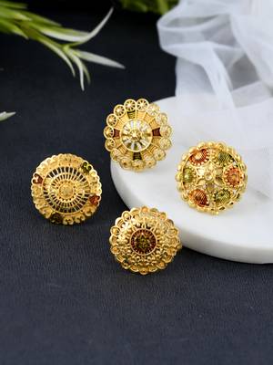 Set of 3 gold plated meenakari floral angoothi 1