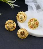 Set of 3 gold plated meenakari floral angoothi