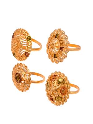 Set of 3 gold plated meenakari floral angoothi 2