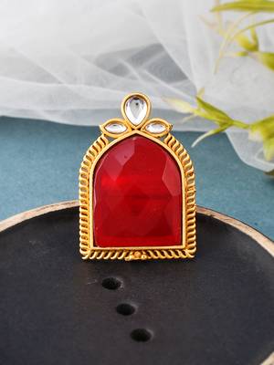 Gold p;ated kundan stone ring 1