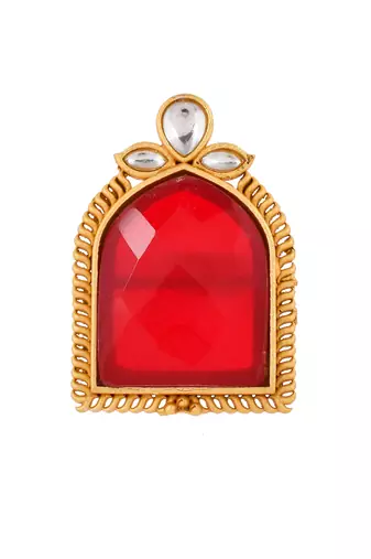 Gold p;ated kundan stone ring