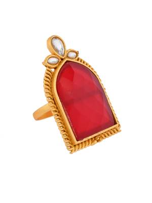 Gold p;ated kundan stone ring 4