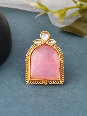 Gold p;ated kundan stone ring 1