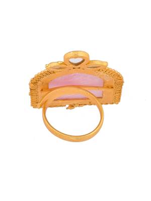 Gold p;ated kundan stone ring 4