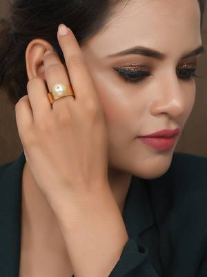 Gold plated handcrafted pearl bead finger ring 2