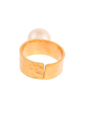 Gold plated handcrafted pearl bead finger ring 3