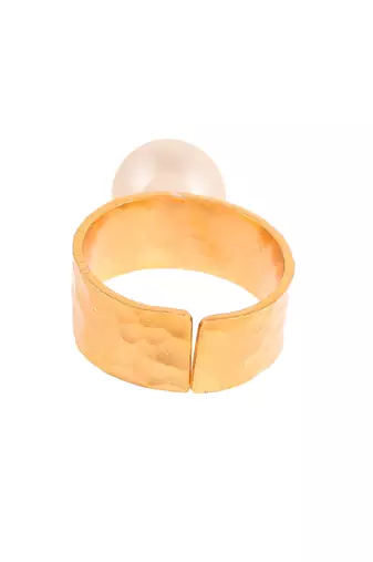 Gold plated handcrafted pearl bead finger ring
