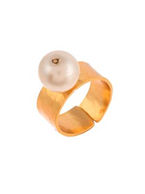 Gold plated handcrafted pearl bead finger ring 4