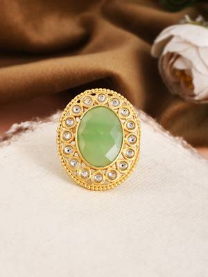Adjustable golden kundan ring 1