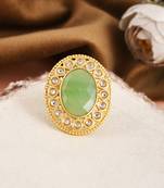 Adjustable golden kundan ring