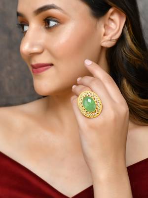 Adjustable golden kundan ring 2