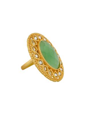 Adjustable golden kundan ring 3