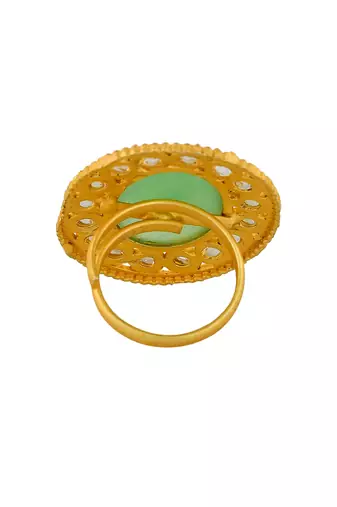 Adjustable golden kundan ring