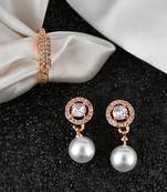 Rose gold american diamond finger ring with earrings