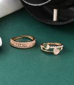 Set of 2 american diamond rose gold ring