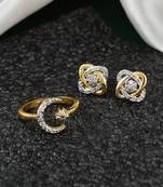 Set of american diamond finger ring with earrings