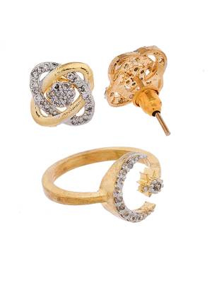 Set of american diamond finger ring with earrings 3