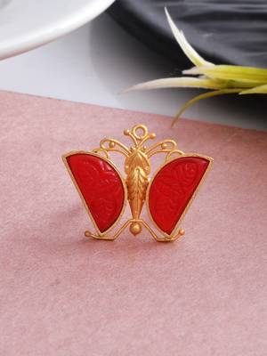 Red stone butterfly finger ring 1