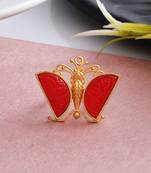 Red stone butterfly finger ring