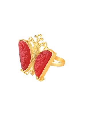 Red stone butterfly finger ring 4