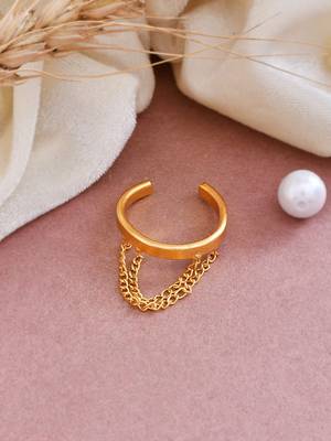 Gold plated western chain finger ring 1