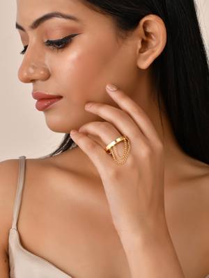 Gold plated western chain finger ring 2
