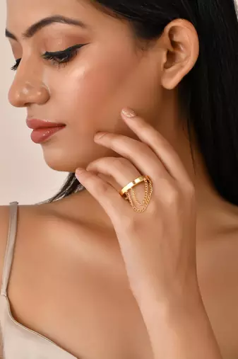 Gold plated western chain finger ring