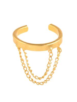 Gold plated western chain finger ring 4