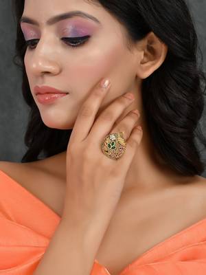 South indian gold plated adjustable finger ring 2