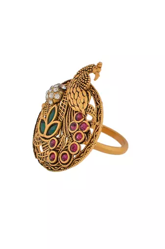 South indian gold plated adjustable finger ring