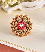 Red stone south indian flower ring
