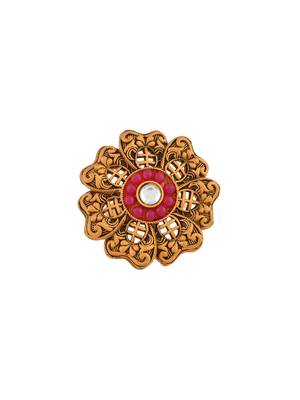 Red stone south indian flower ring 4