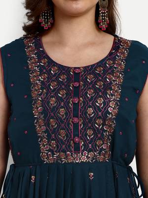 Navy Blue Pure Rayon Designer Nyra Suits Sets 4