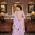 Lavender color faux georgette embroidered semi stitched sharara suit