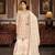 Cream color faux georgette embroidered semi stitched sharara suit