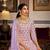 Lavender color faux georgette embroidered semi stitched sharara suit