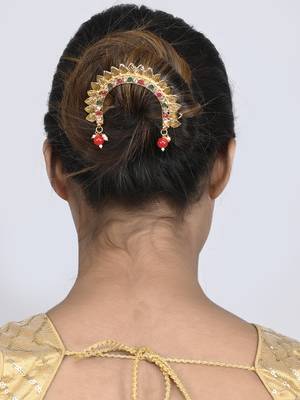 Gold plated multi ethnic wedding hair bun pin 2