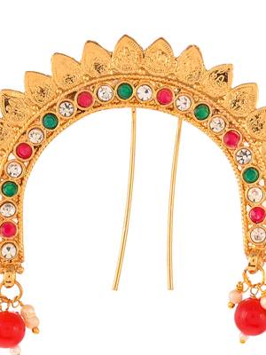 Gold plated multi ethnic wedding hair bun pin 4